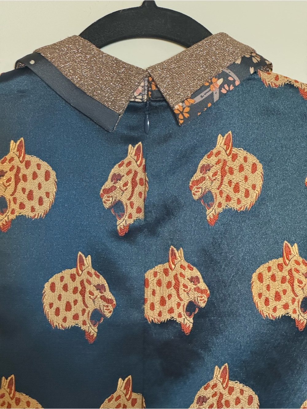 Scotch & Soda Women's Navy Satin Floral Print Top with Pink and Orange Blossoms - Picture 4 of 11